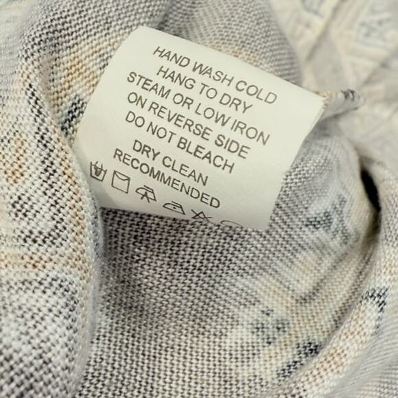 Bel Kazan Anthropologie Swing Dress Womens L Beige Black Boho Bali Rayon Tribal - Picture 6 of 6